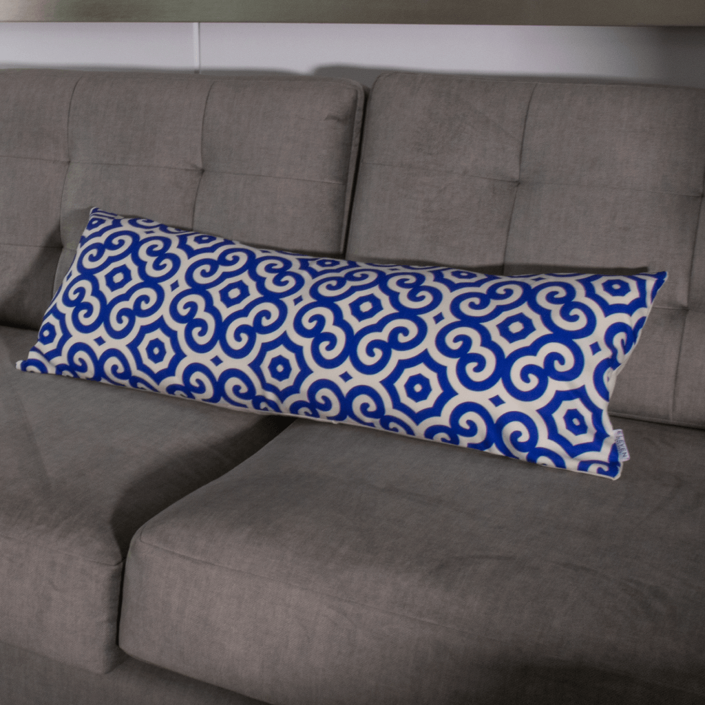 Long Lumbar Pillow, Blue Lumbar Pillow, Lumbar Throw Pillow Cover