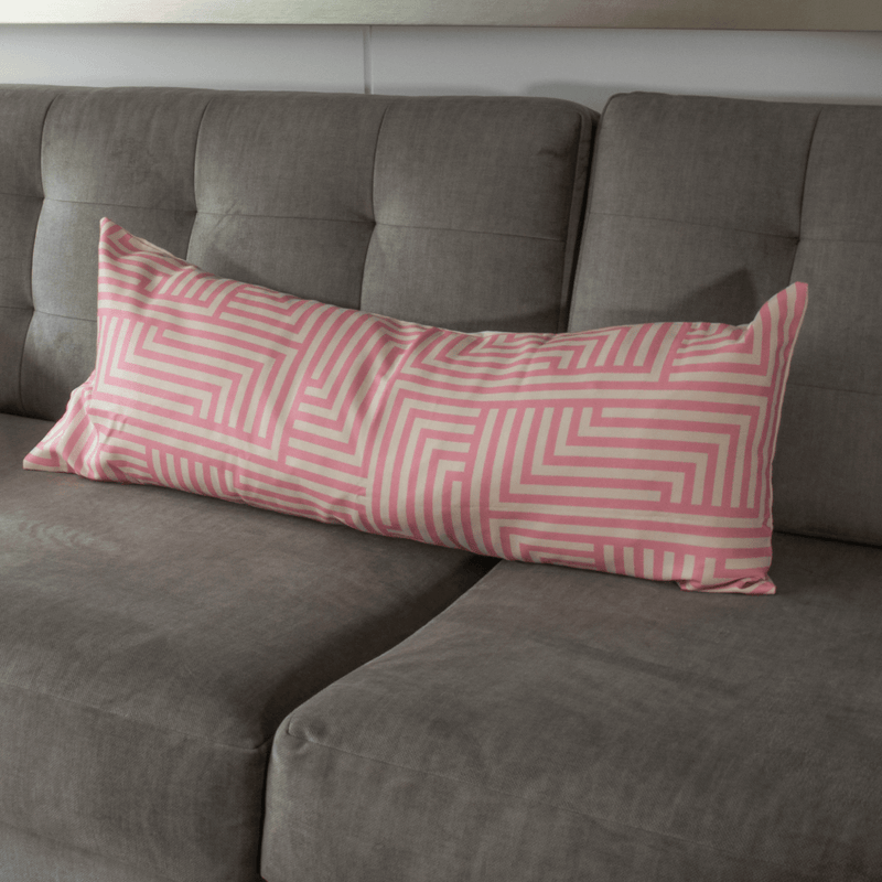 Geometric Pink Lines Decorative Lumbar Pillow Cover (36 x 14 in)