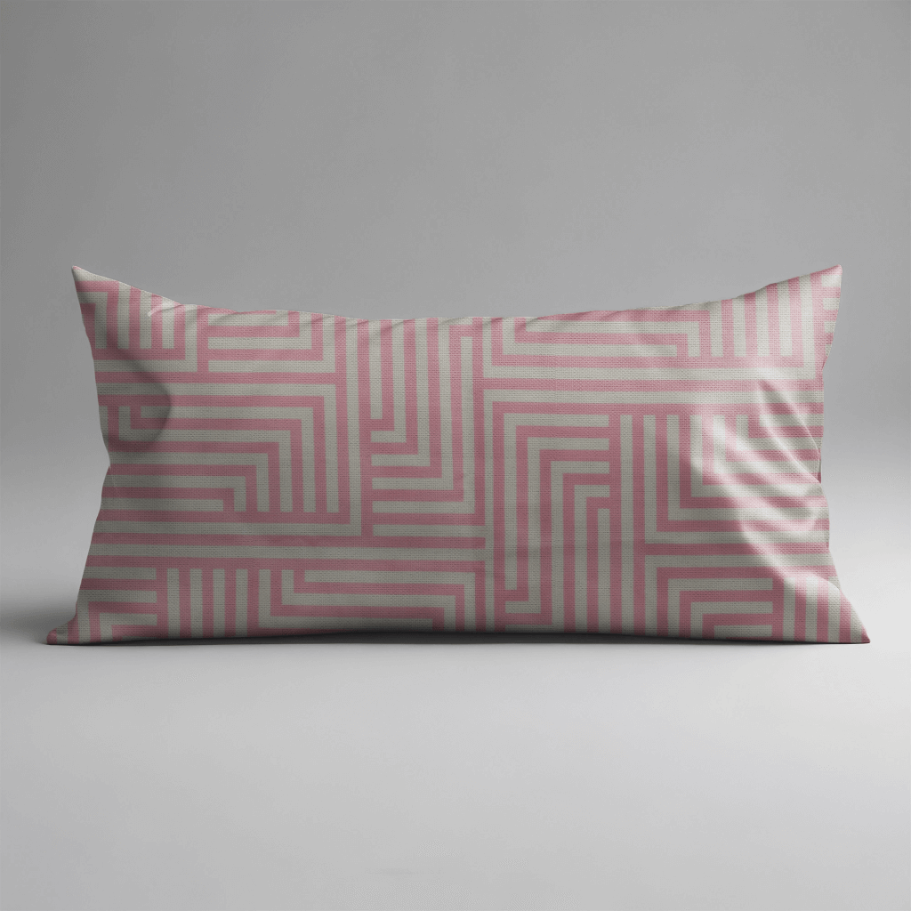 Geometric Pink Lines Decorative Lumbar Pillow Cover (36 x 14 in)