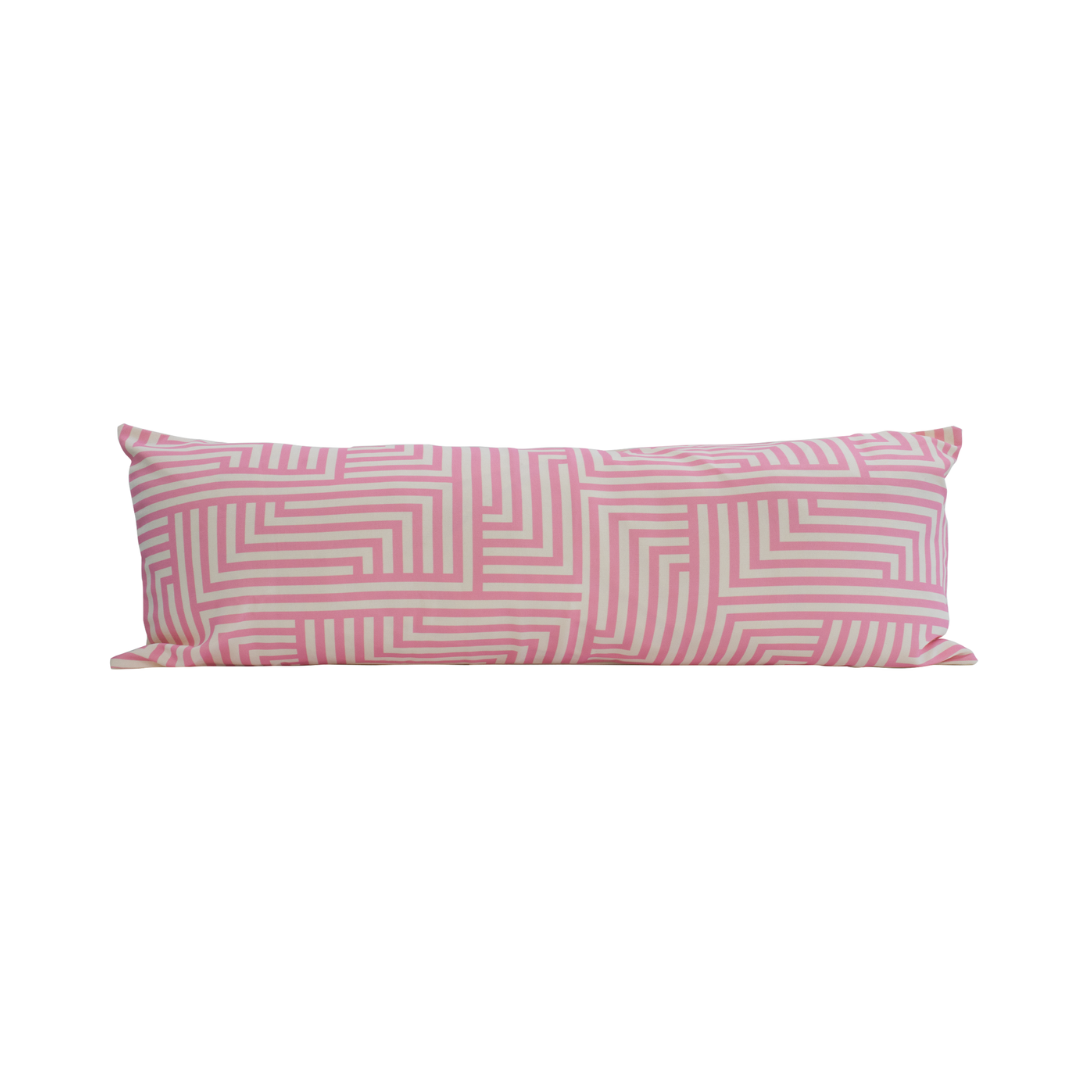 Geometric Pink Lines Decorative Lumbar Pillow Cover (36 x 14 in)